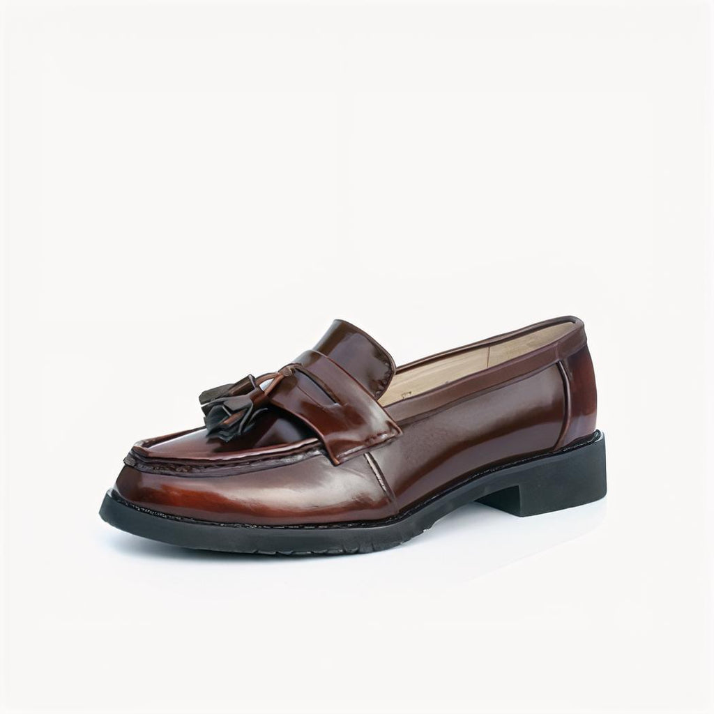 Mocassins élégants à glands en cuir véritable pour femme