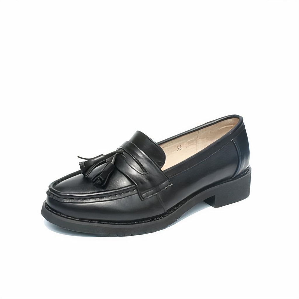 Mocassins élégants à glands en cuir véritable pour femme