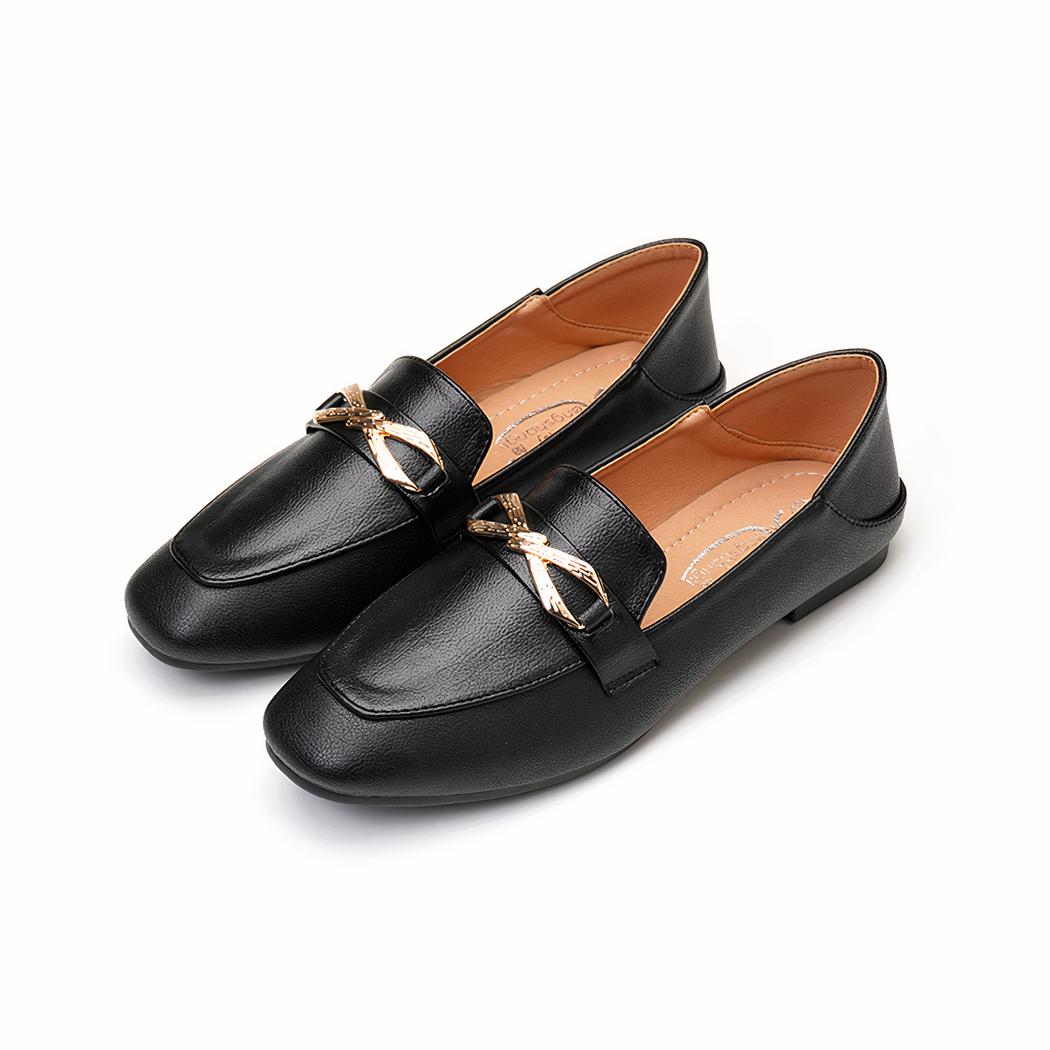 Mocassins élégants ornés d'un nœud doré pour femme