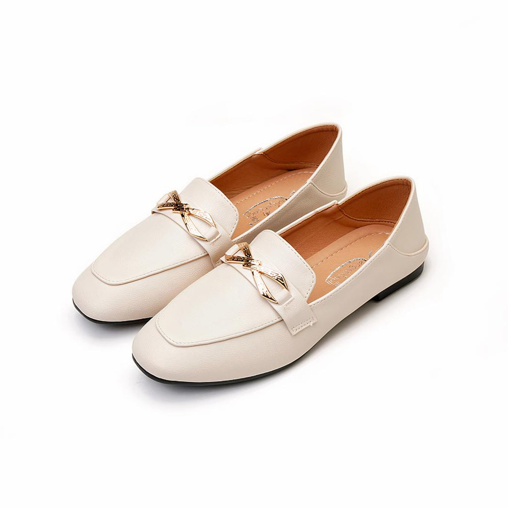 Mocassins élégants ornés d'un nœud doré pour femme