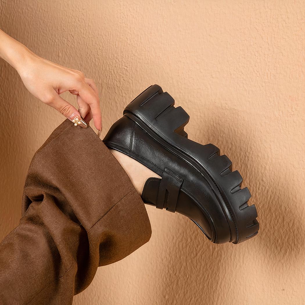 Mocassins en cuir à bout rond pour femme