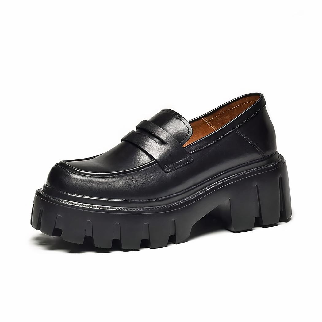 Mocassins en cuir à bout rond pour femme