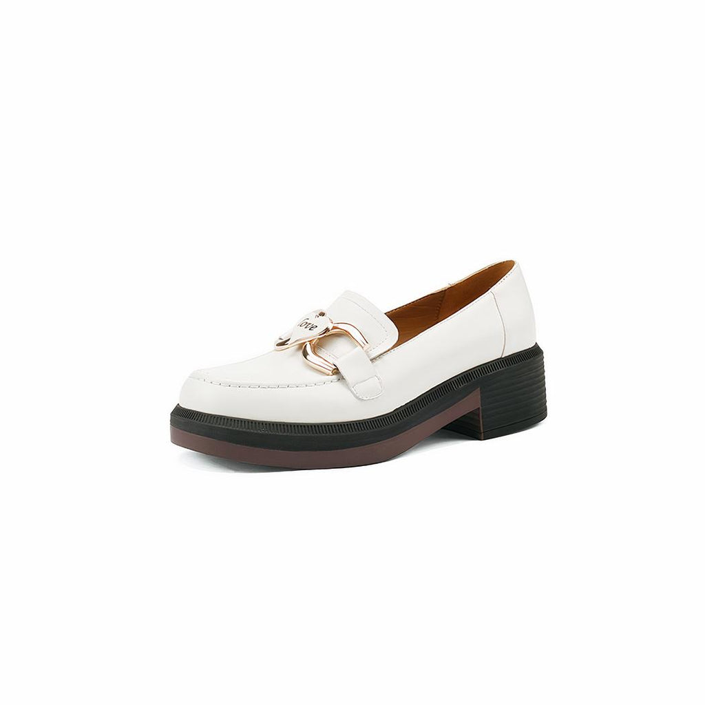 Mocassins en cuir à talon et semelle épaisse pour femme