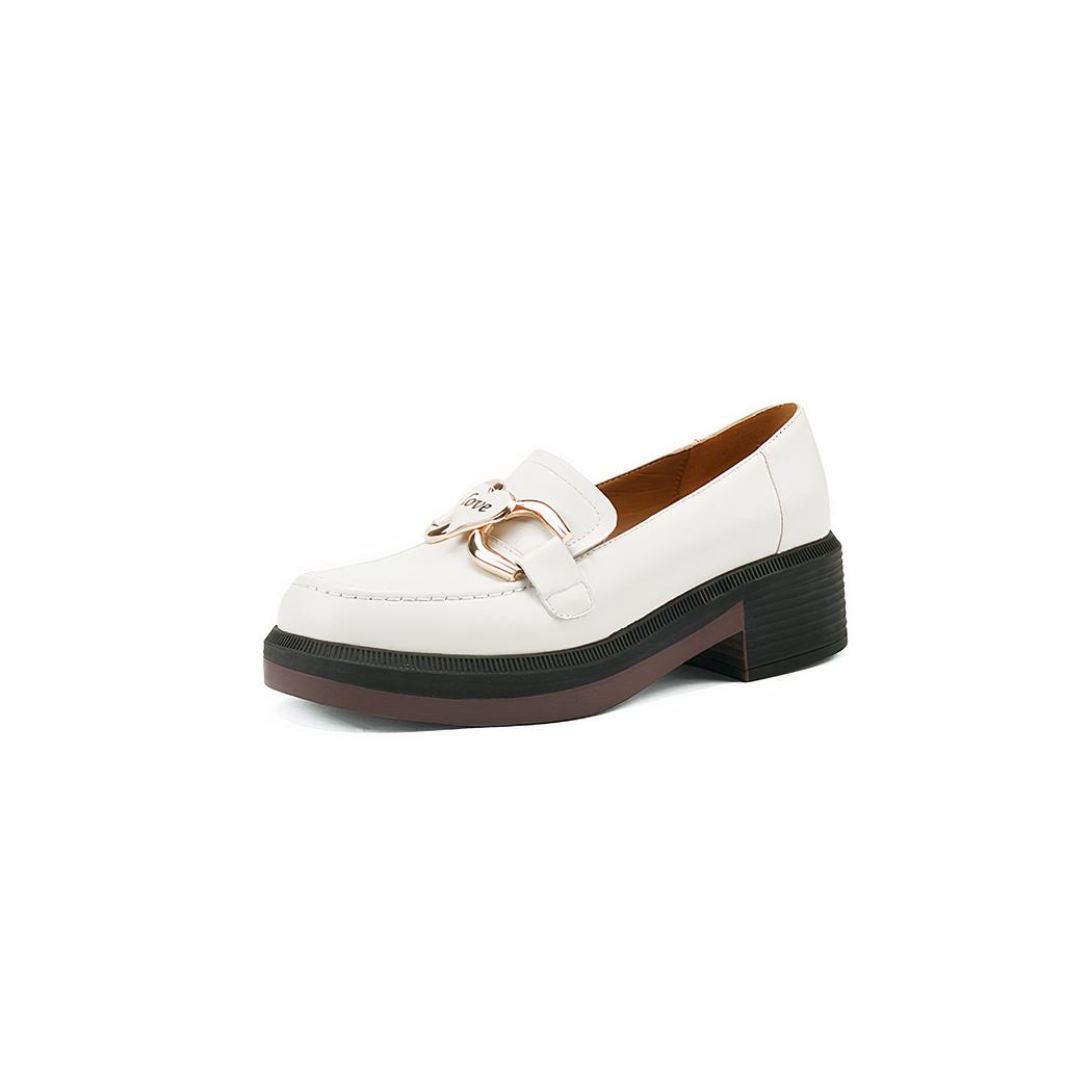 Mocassins en cuir à talon et semelle épaisse pour femme