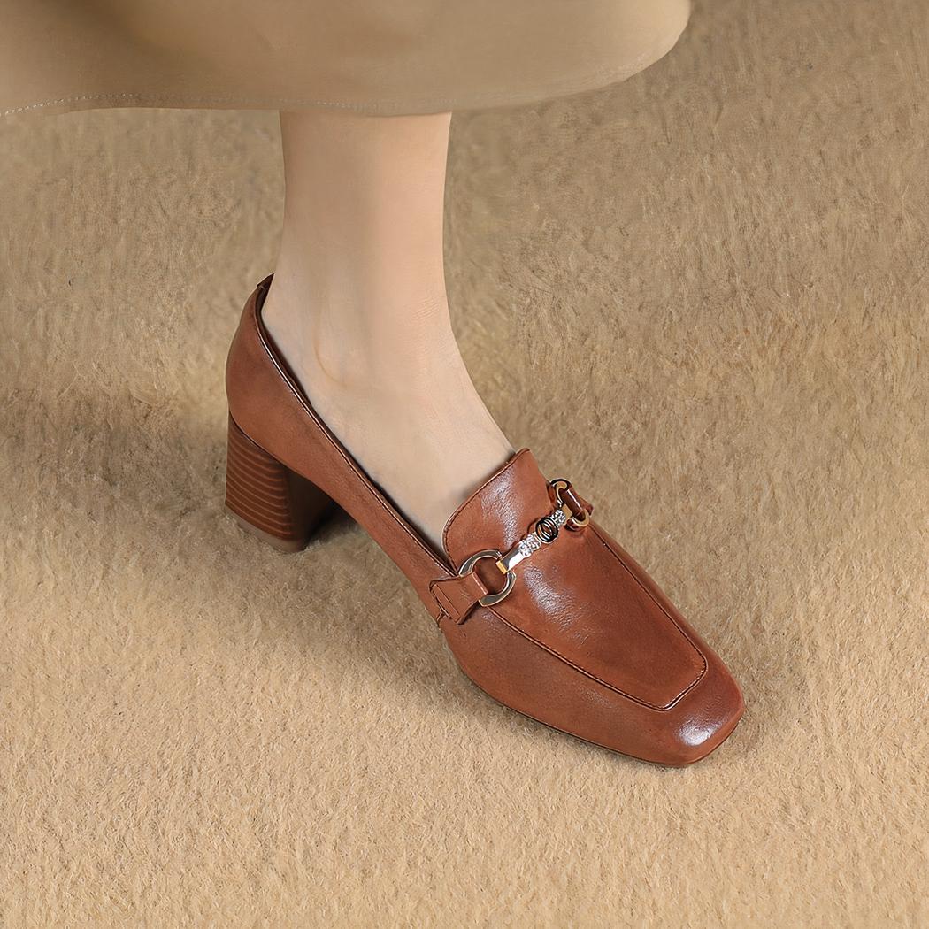 Mocassins en cuir à talons et mors