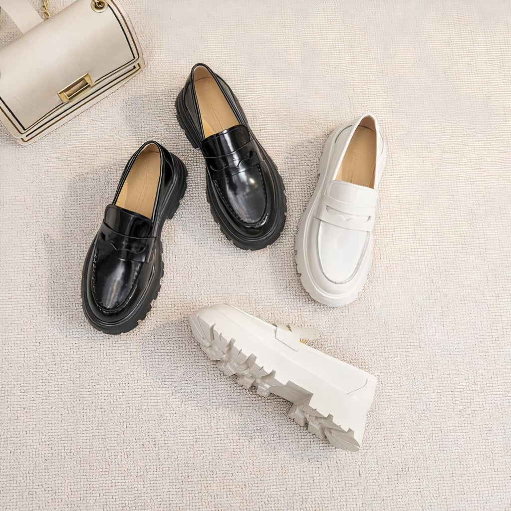 Mocassins en cuir lisse à semelle épaisse