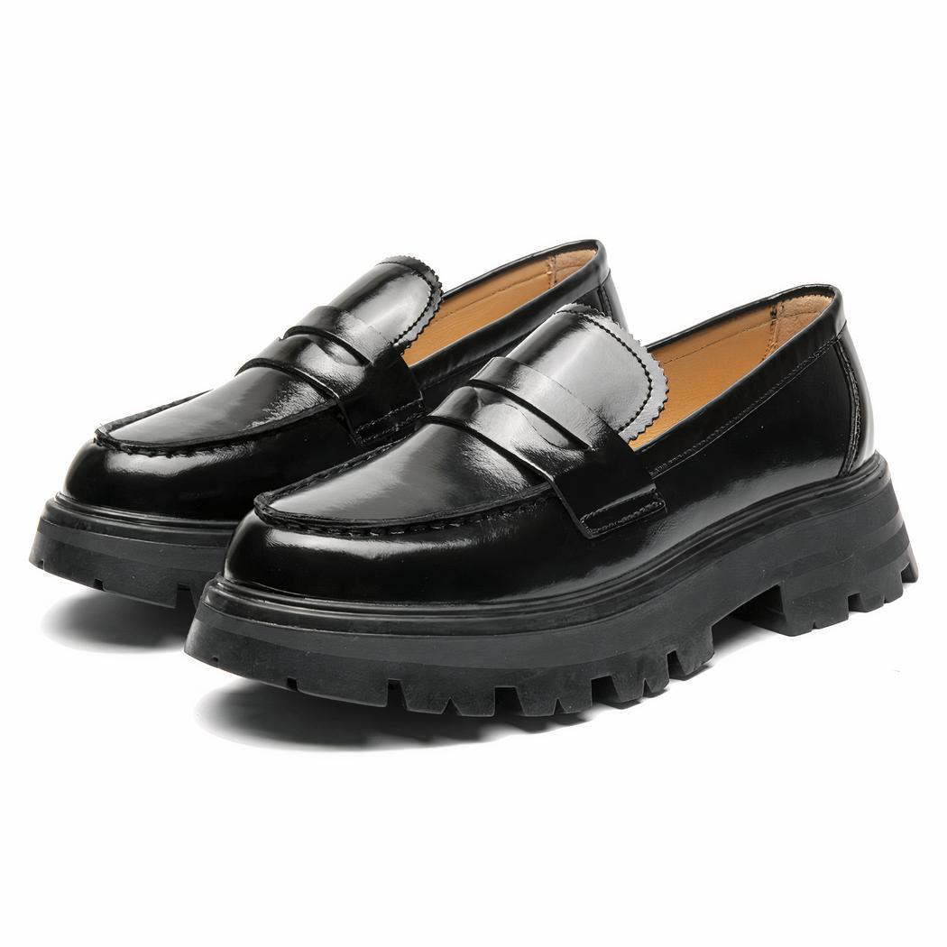 Mocassins en cuir lisse à semelle épaisse