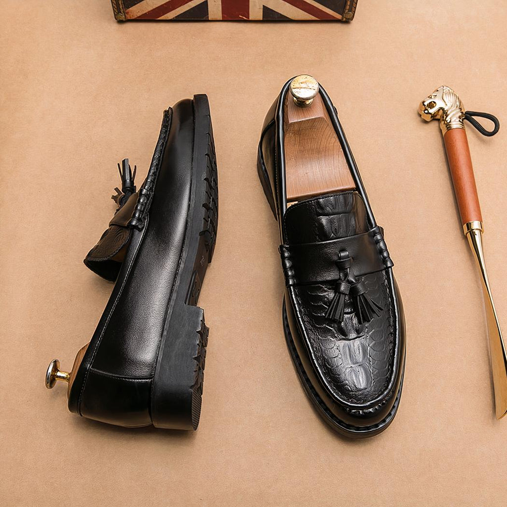 Mocassins en cuir respirants à glands pour homme