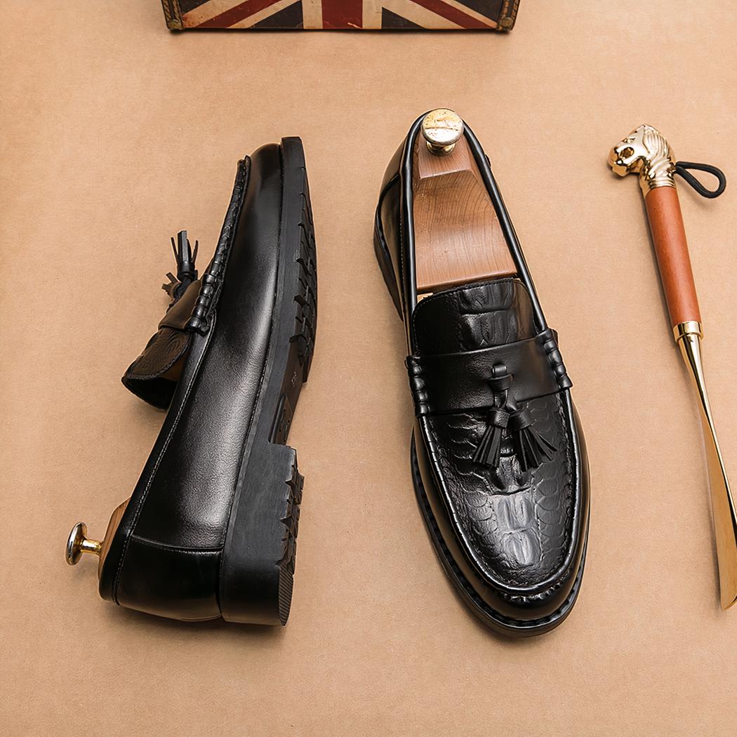 Mocassins en cuir respirants à glands pour homme