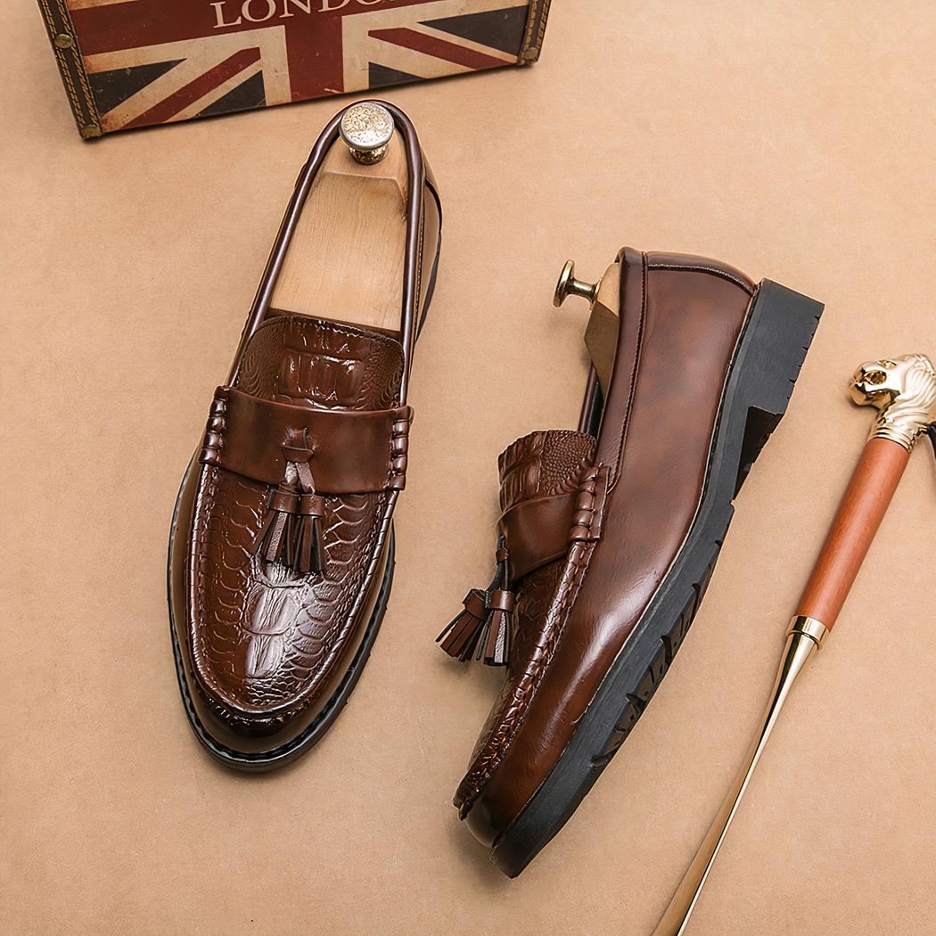 Mocassins en cuir respirants à glands pour homme