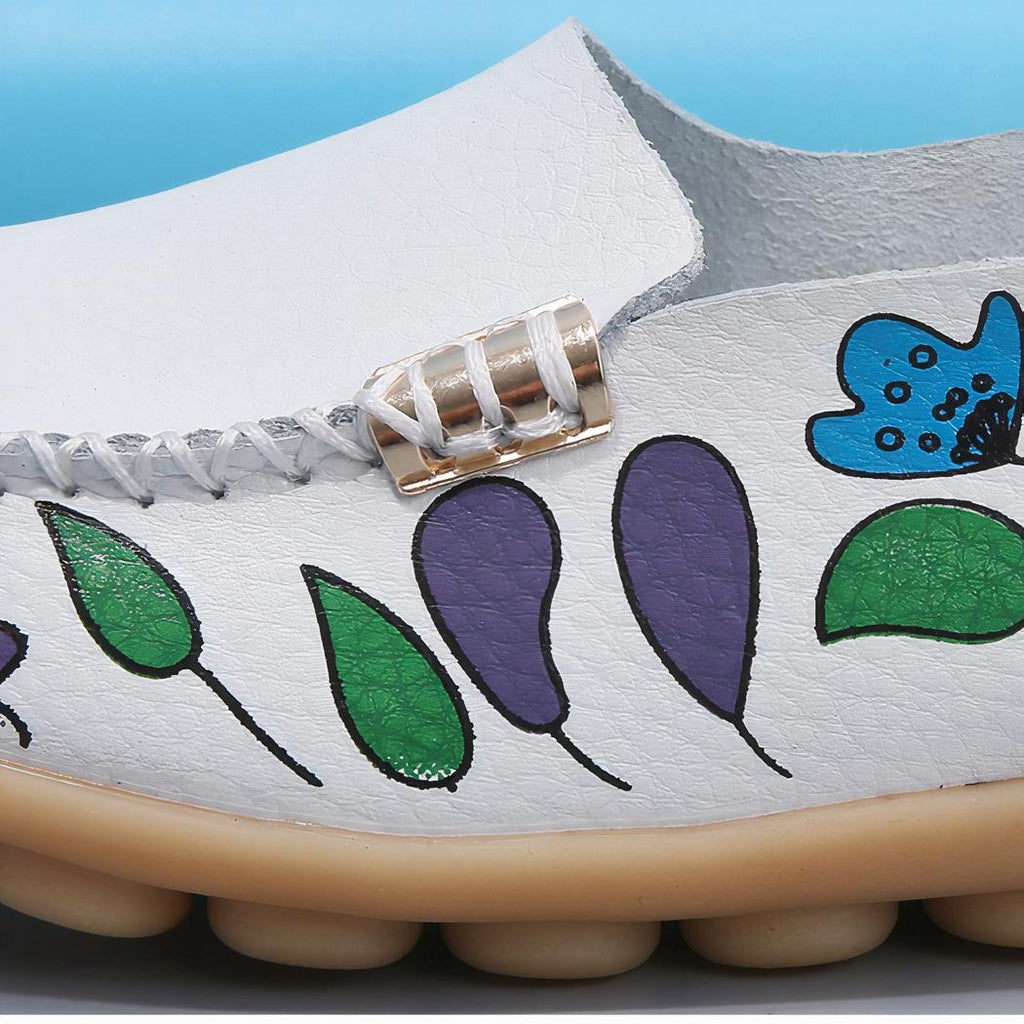 Mocassins en cuir à motifs fleuris pour femmes