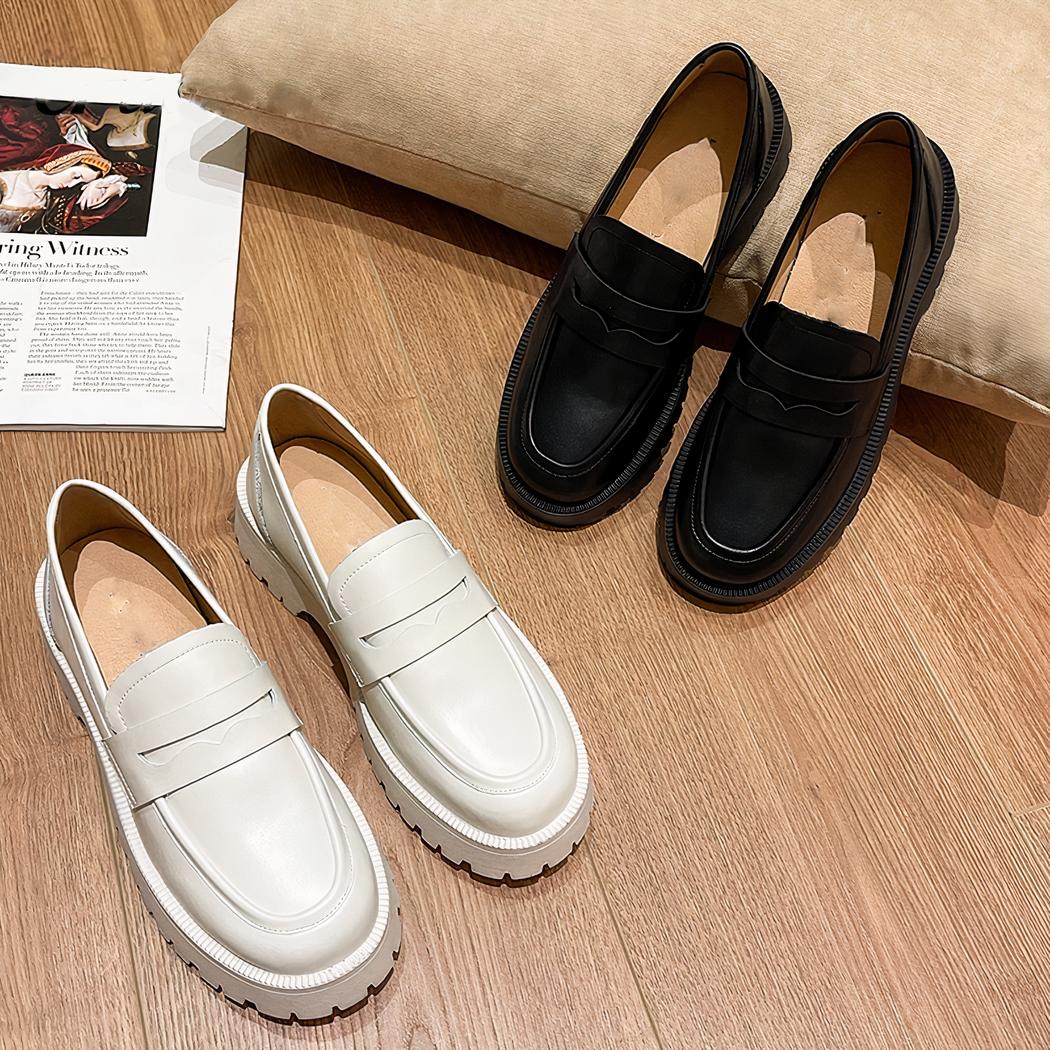 Mocassins en cuir synthétique à plateforme pour femme