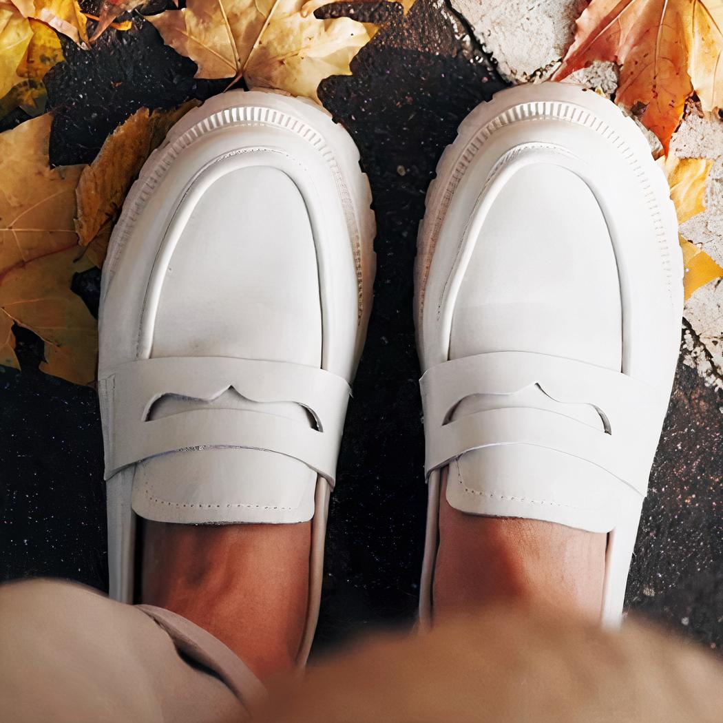 Mocassins en cuir synthétique à plateforme pour femme