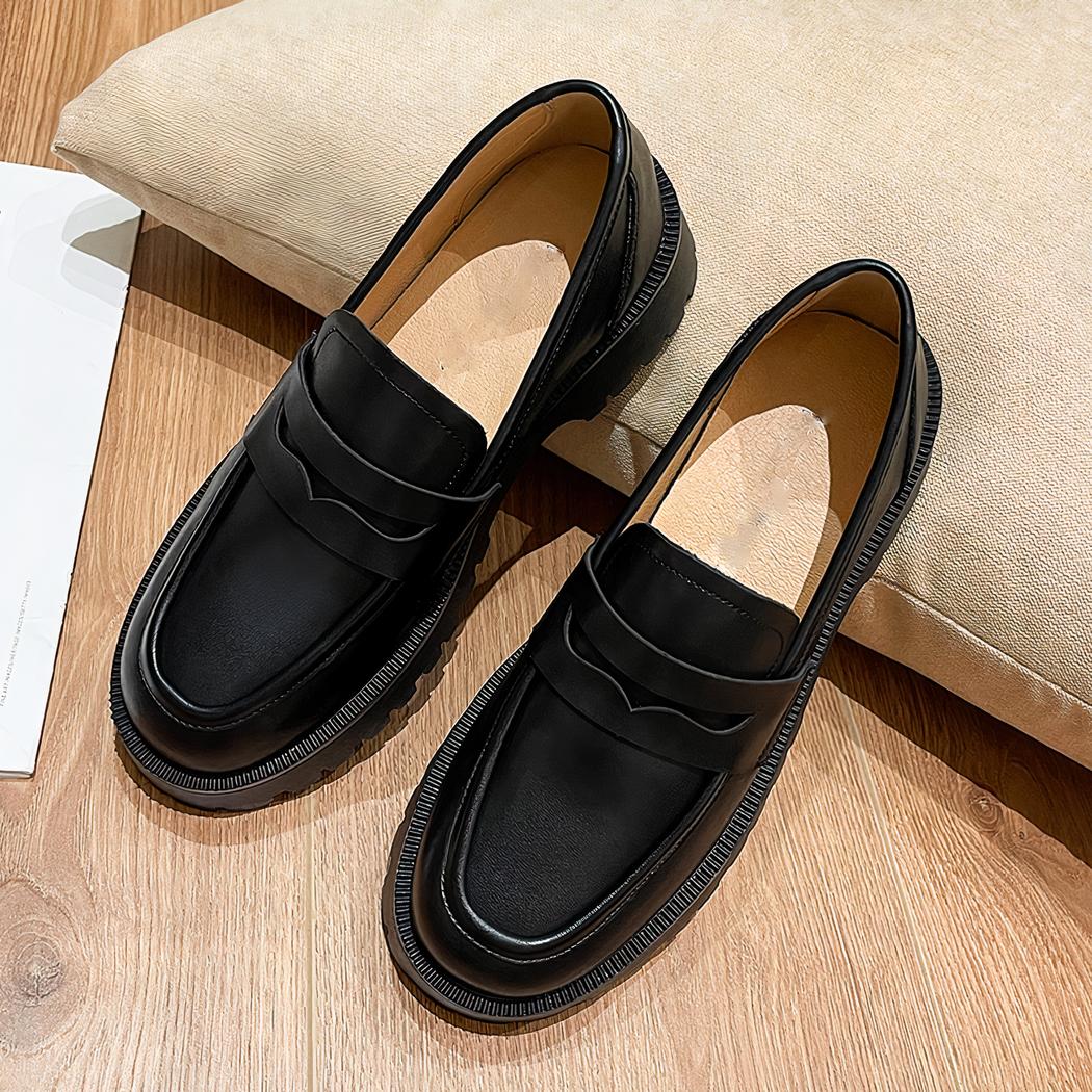 Mocassins en cuir véritable à plateforme pour femme