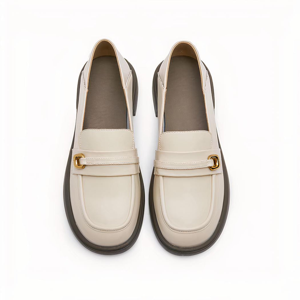 Mocassins en cuir synthétique à plateforme pour femmes