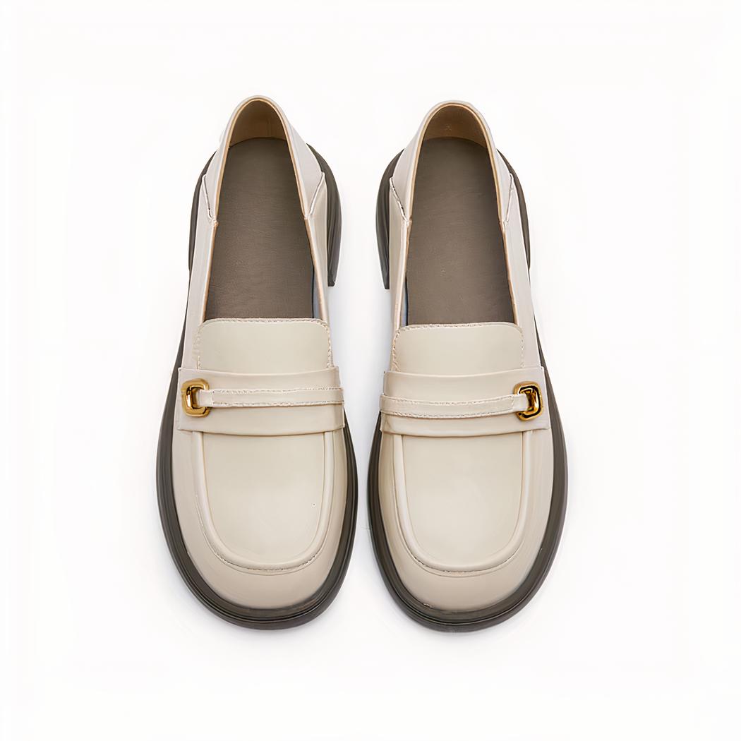 Mocassins en cuir synthétique à plateforme pour femmes