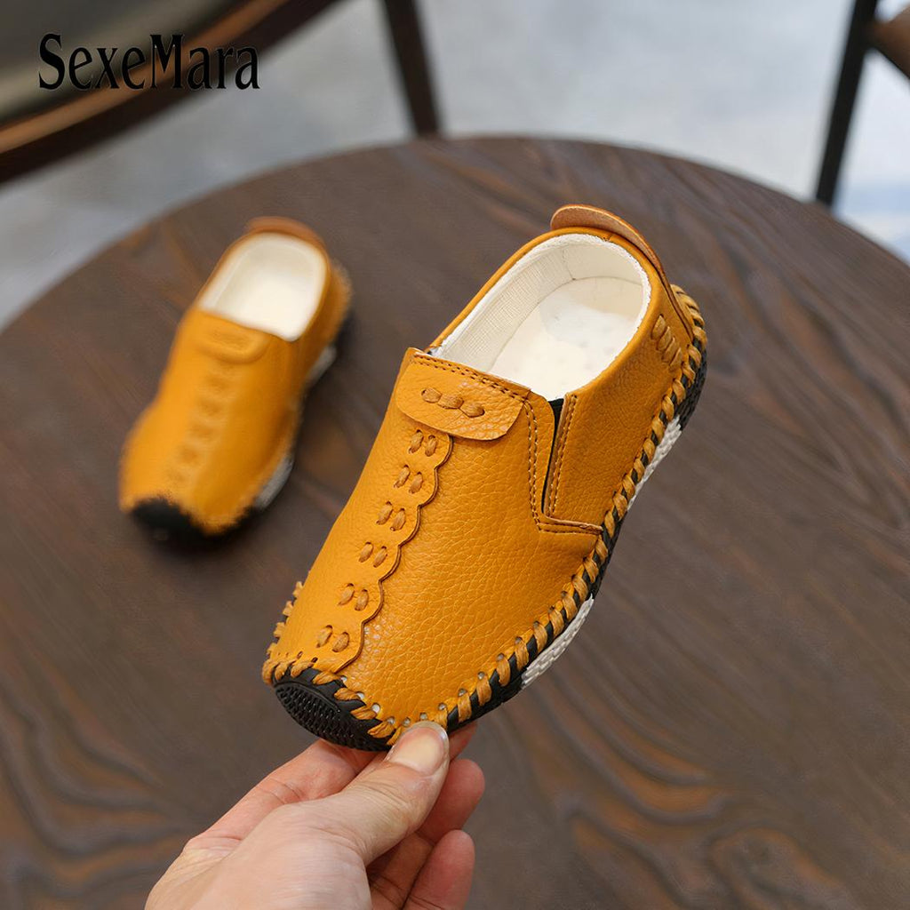 Mocassins en cuir à semelle souple pour garçons