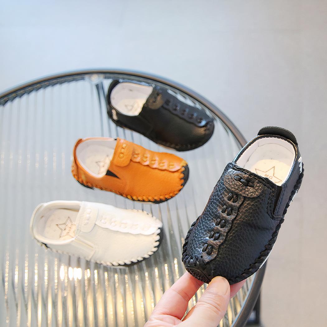 Mocassins en cuir à semelle souple pour garçons