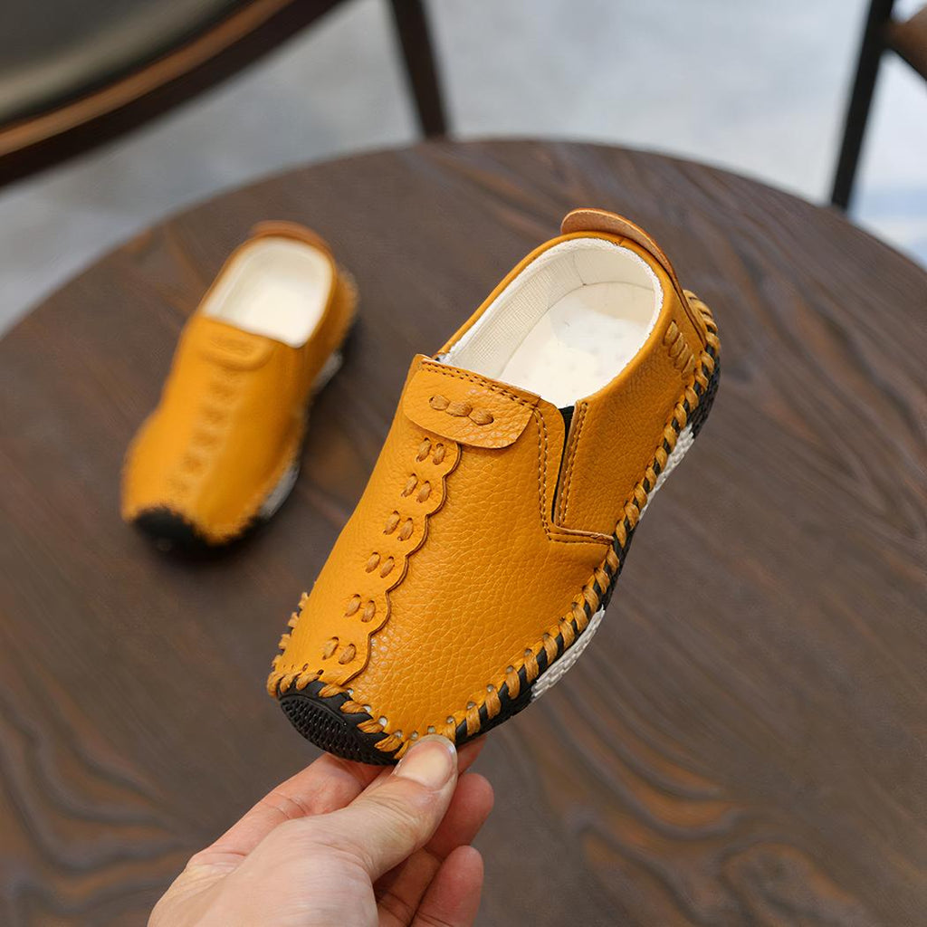 Mocassins en cuir à semelle souple pour garçons
