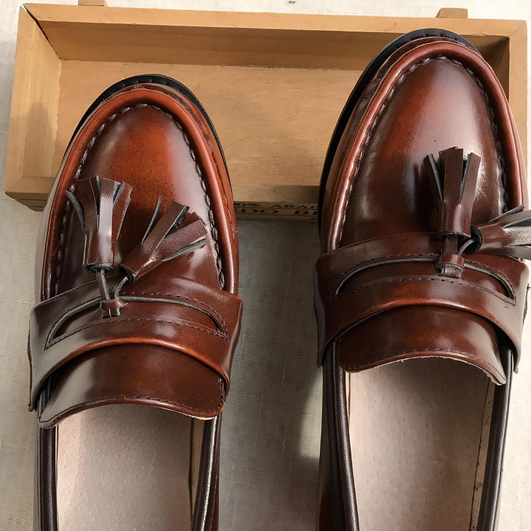 Mocassins en cuir à talon moyen pour femme