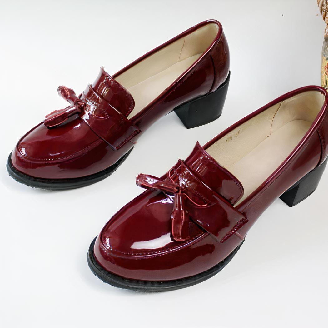 Mocassins en cuir à talon moyen pour femme