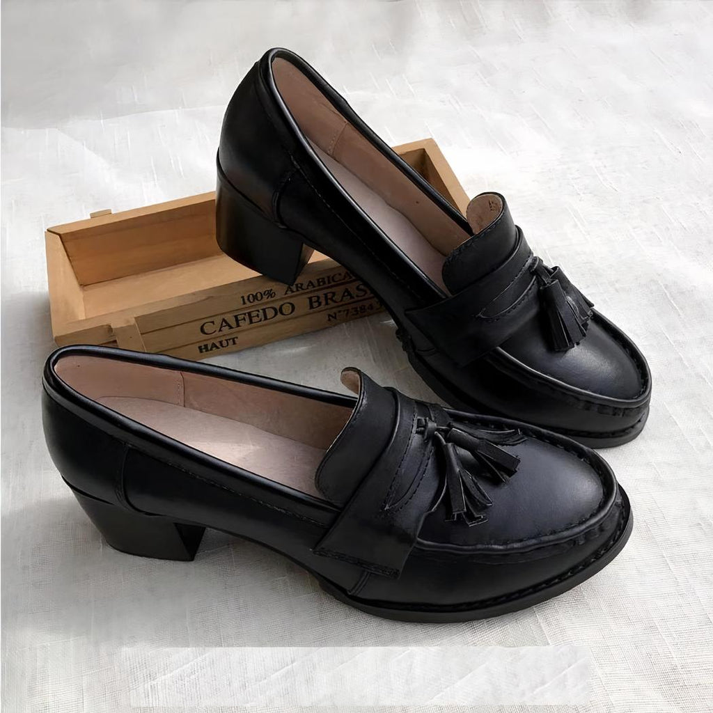 Mocassins en cuir à talon moyen pour femme