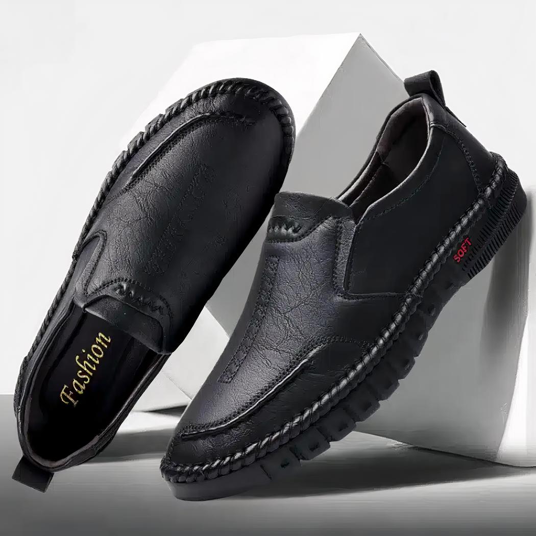 Mocassins en cuir synthétique pour homme avec semelle orthopédique