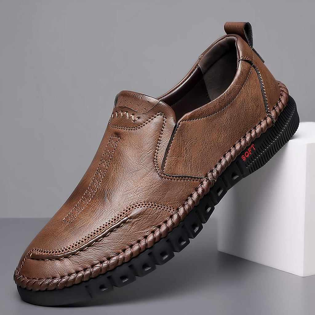 Mocassins en cuir synthétique pour homme avec semelle orthopédique