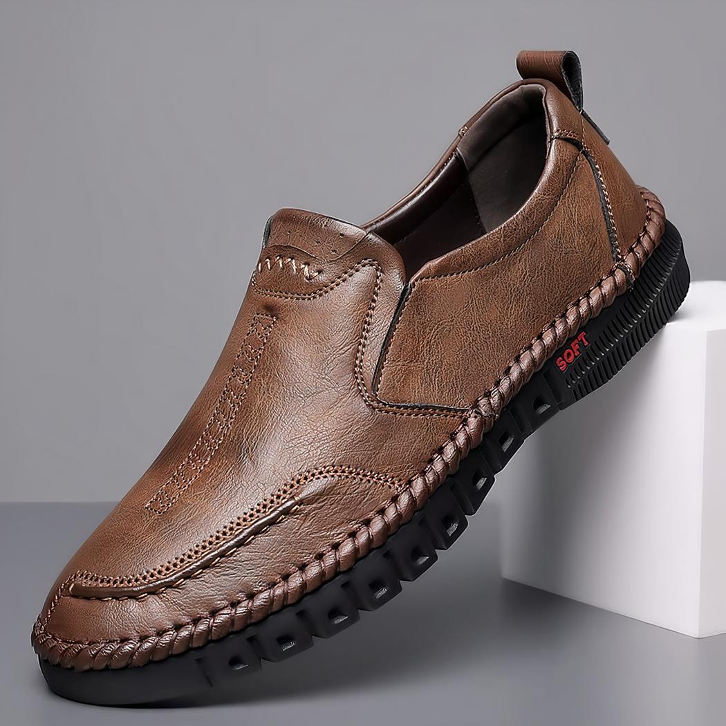 Mocassins en cuir synthétique pour homme avec semelle orthopédique