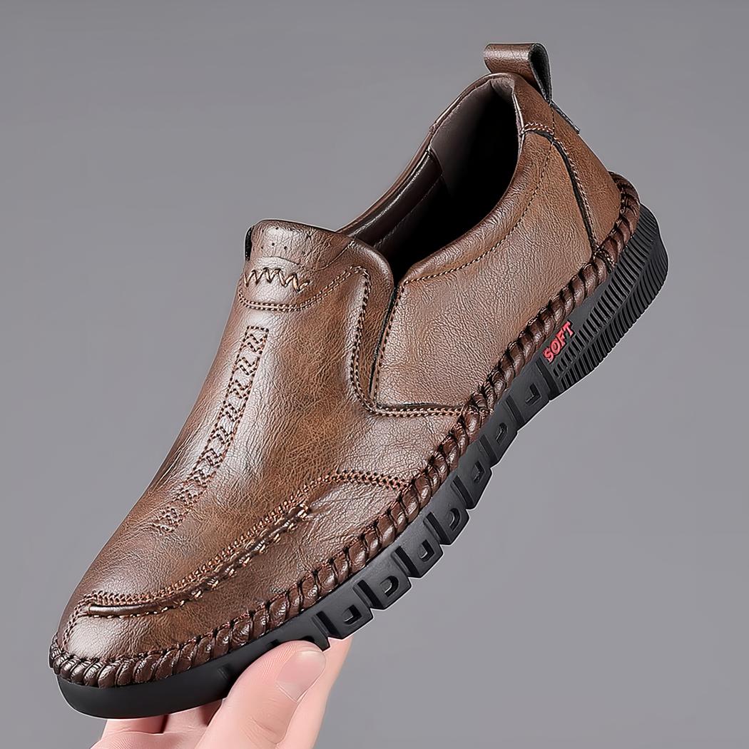 Mocassins en cuir synthétique pour homme avec semelle orthopédique