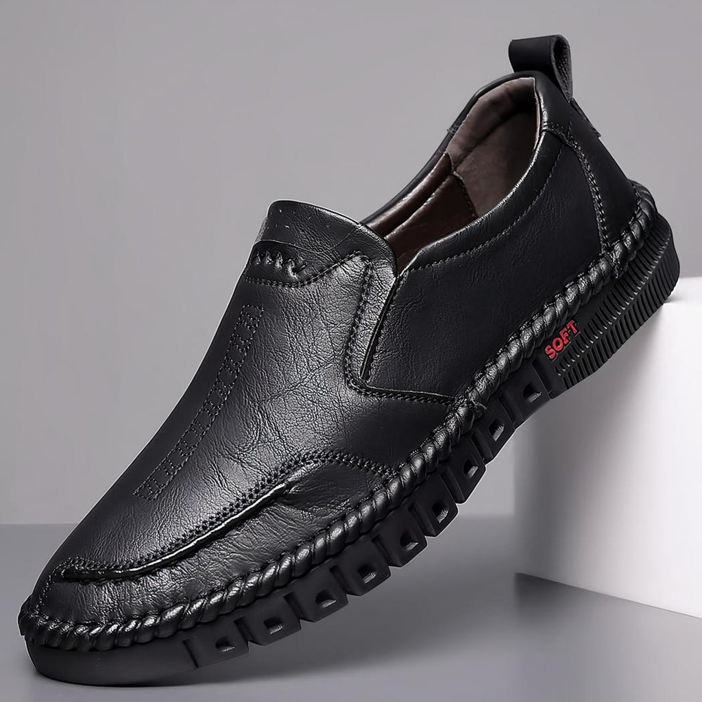 Mocassins en cuir synthétique pour homme avec semelle orthopédique