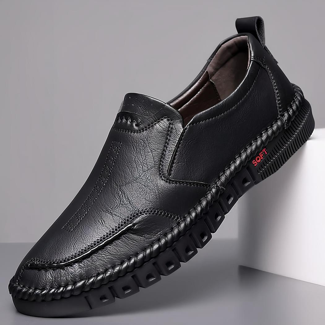 Mocassins en cuir synthétique pour homme avec semelle orthopédique