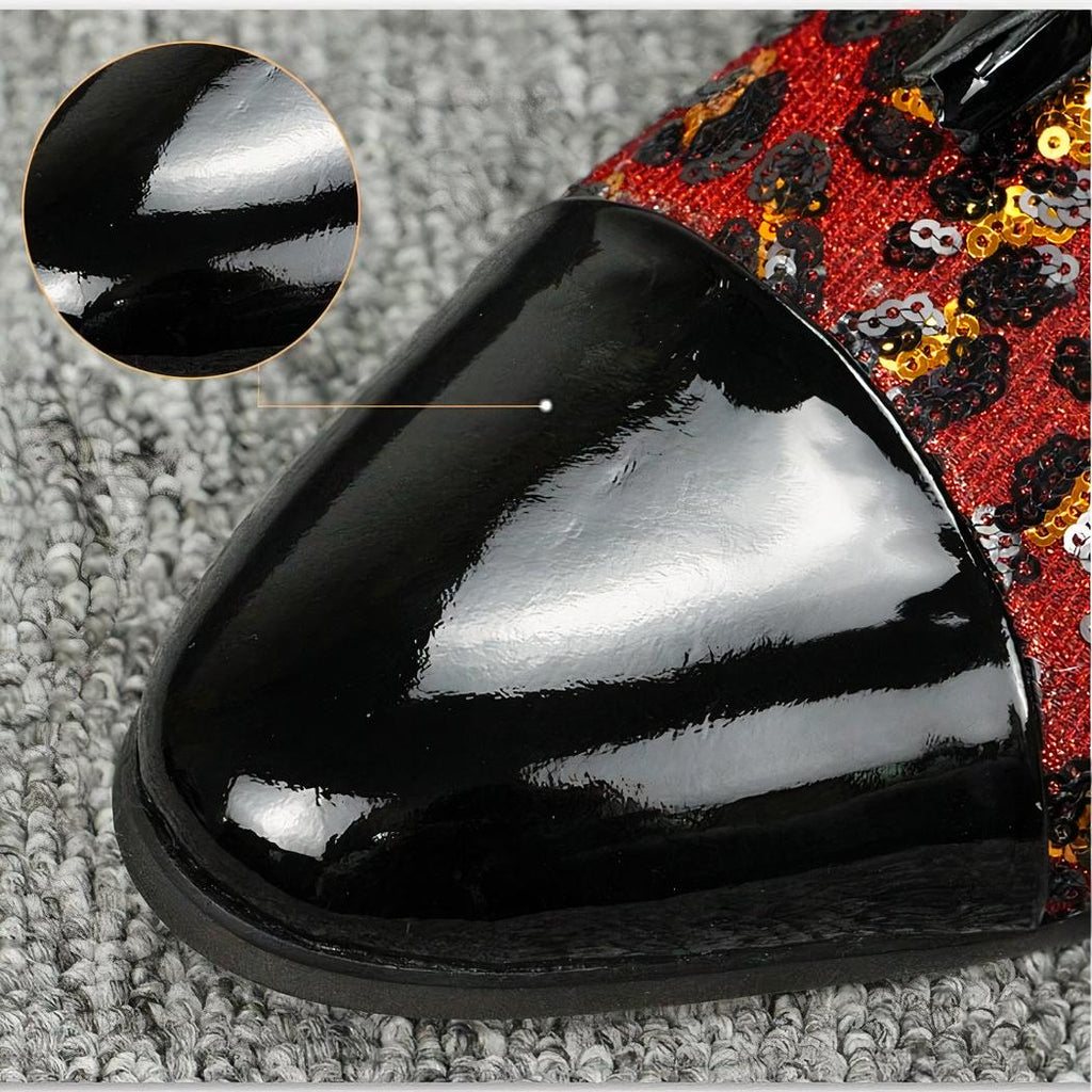 Mocassins vernis à glands et sequins