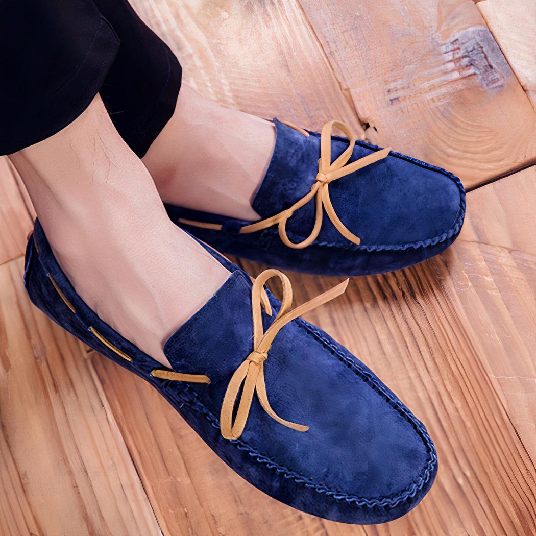 Mocassins en daim à nœud pour homme