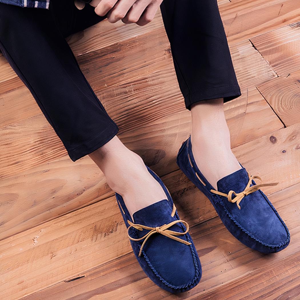 Mocassins en daim à nœud pour homme
