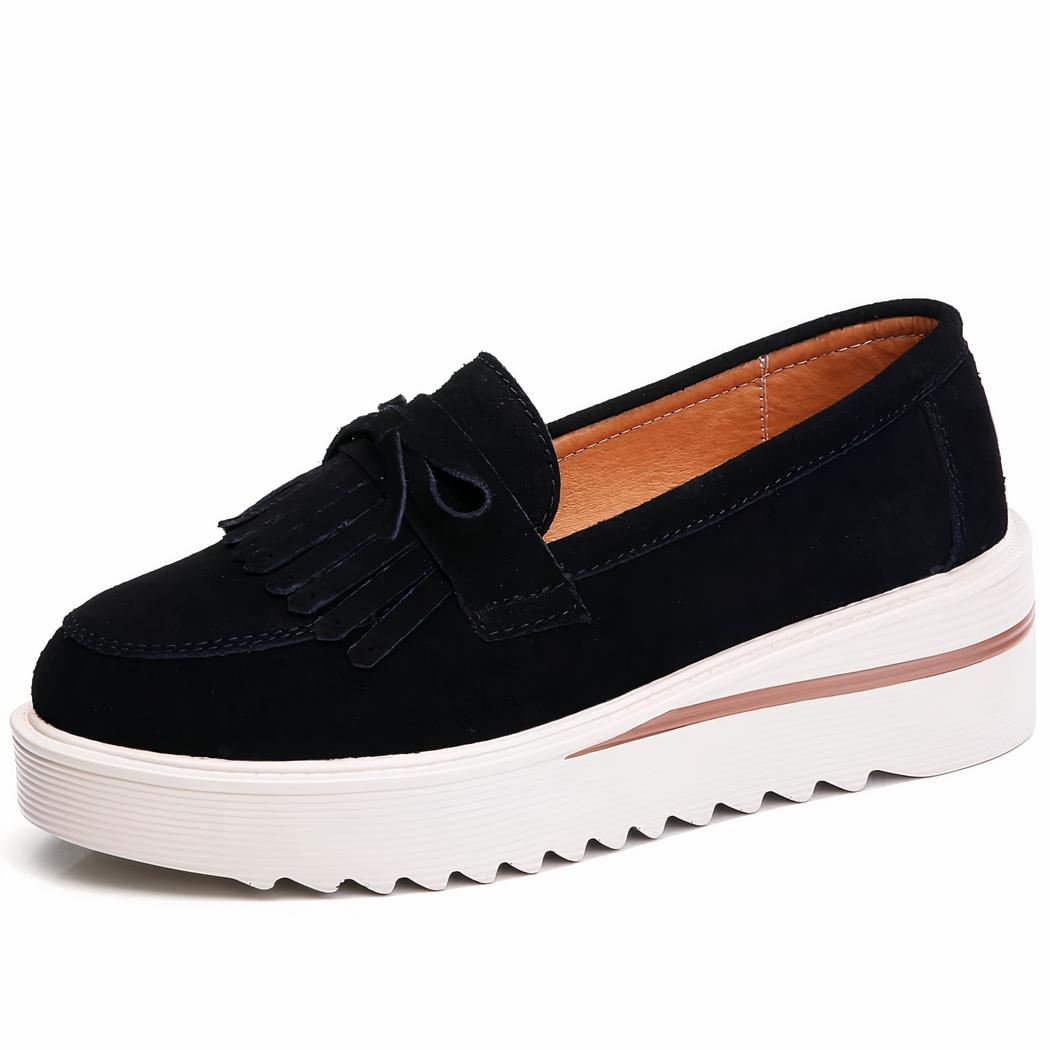 Mocassins daim à plateforme compensée