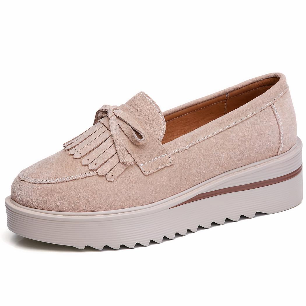 Mocassins daim à plateforme compensée