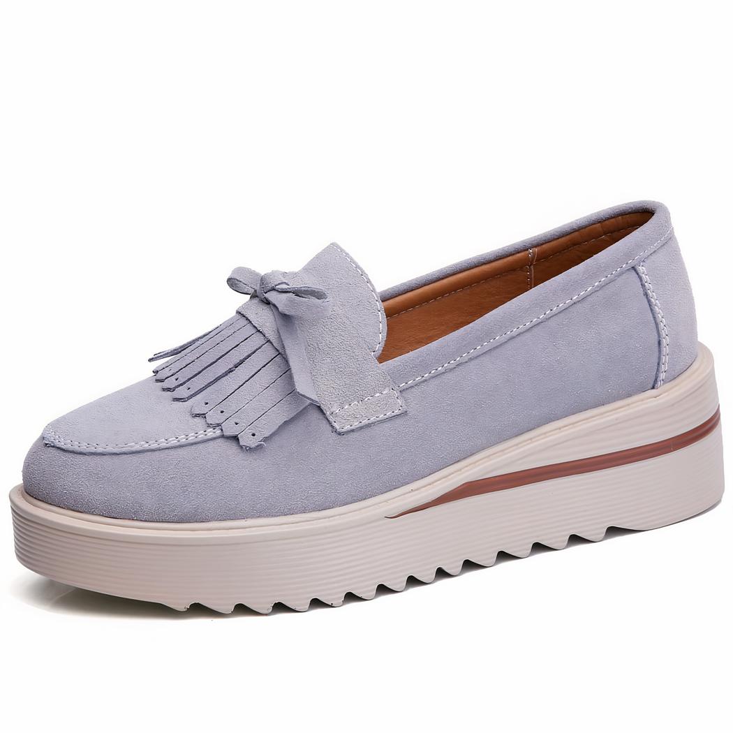 Mocassins daim à plateforme compensée
