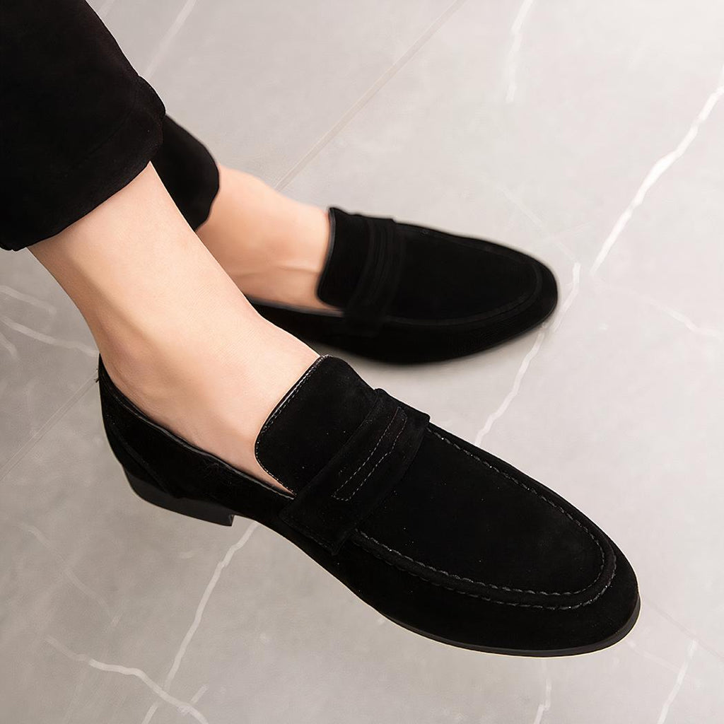 Mocassins en daim à talon carré pour hommes