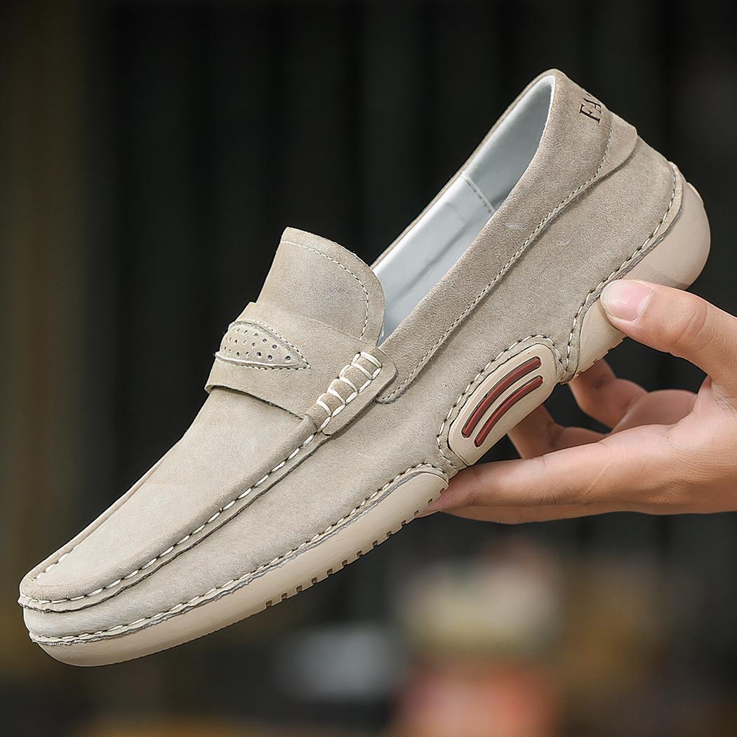 Mocassins en daim décontracté beige pour hommes