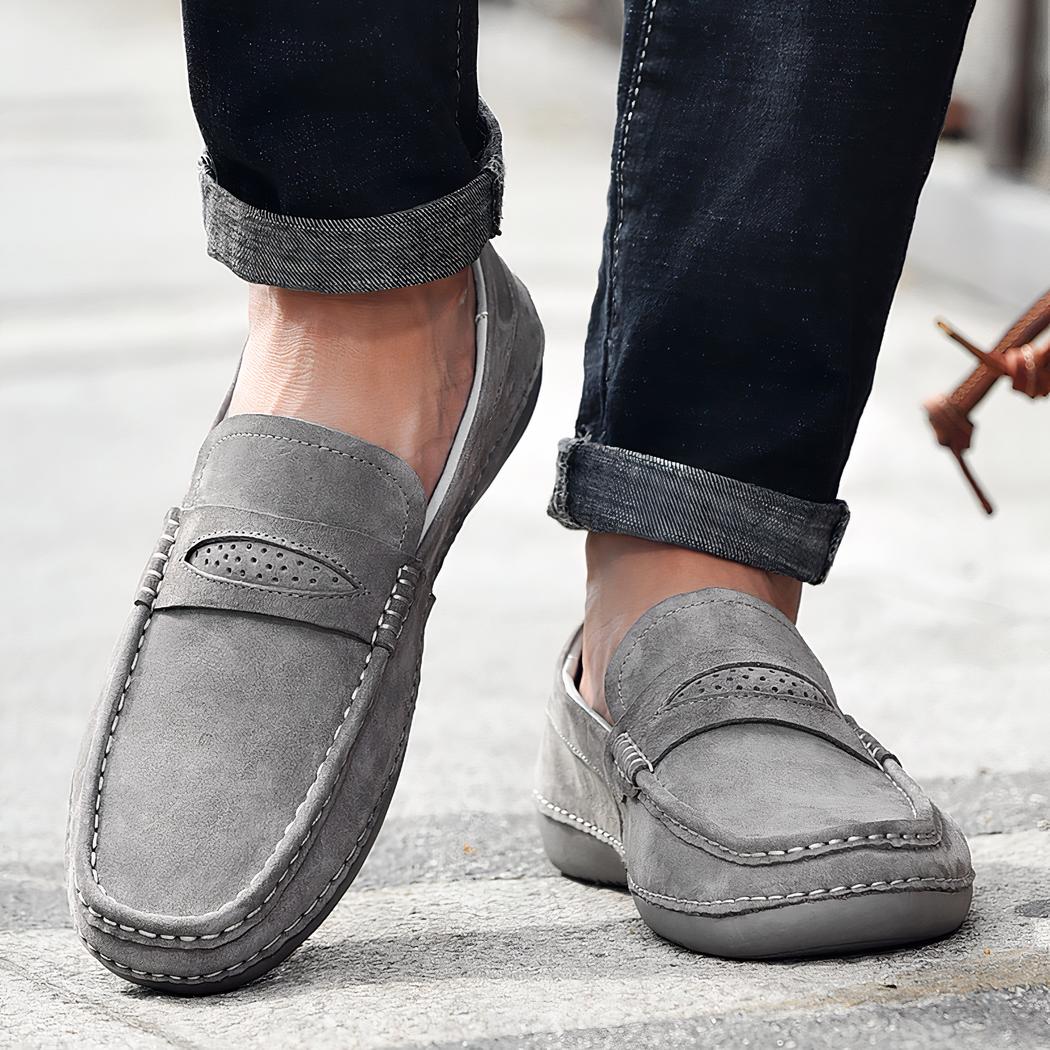 Mocassins en daim décontracté gris pour hommes