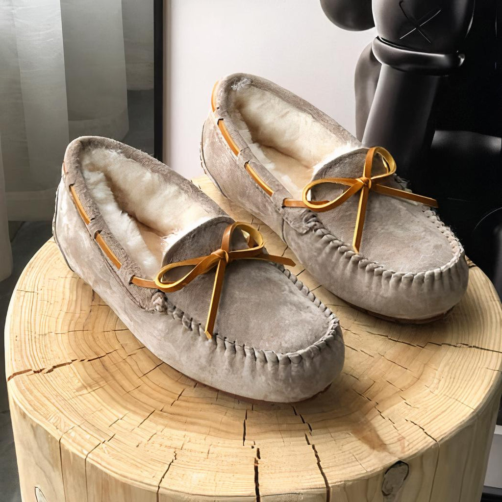 Mocassins en daim fourrés