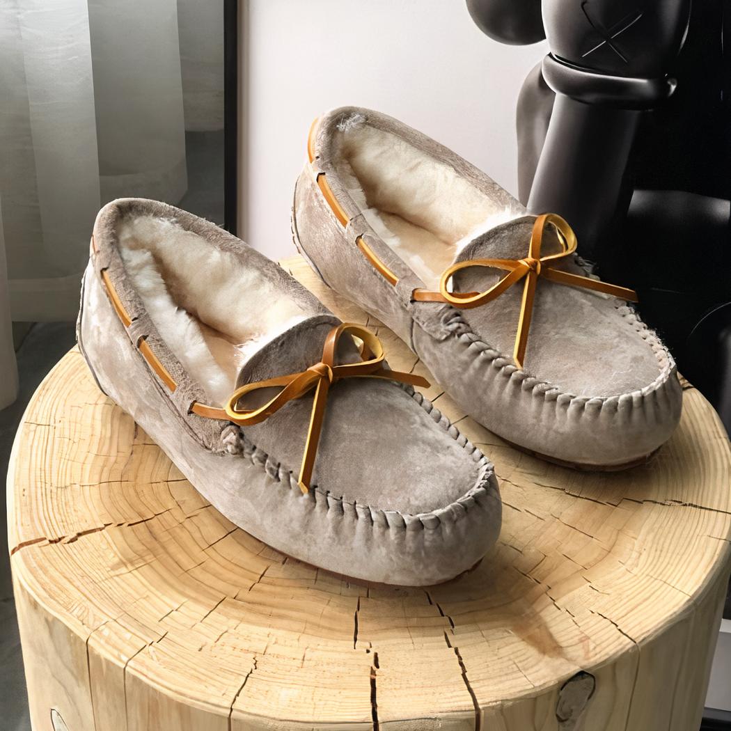 Mocassins en daim fourrés