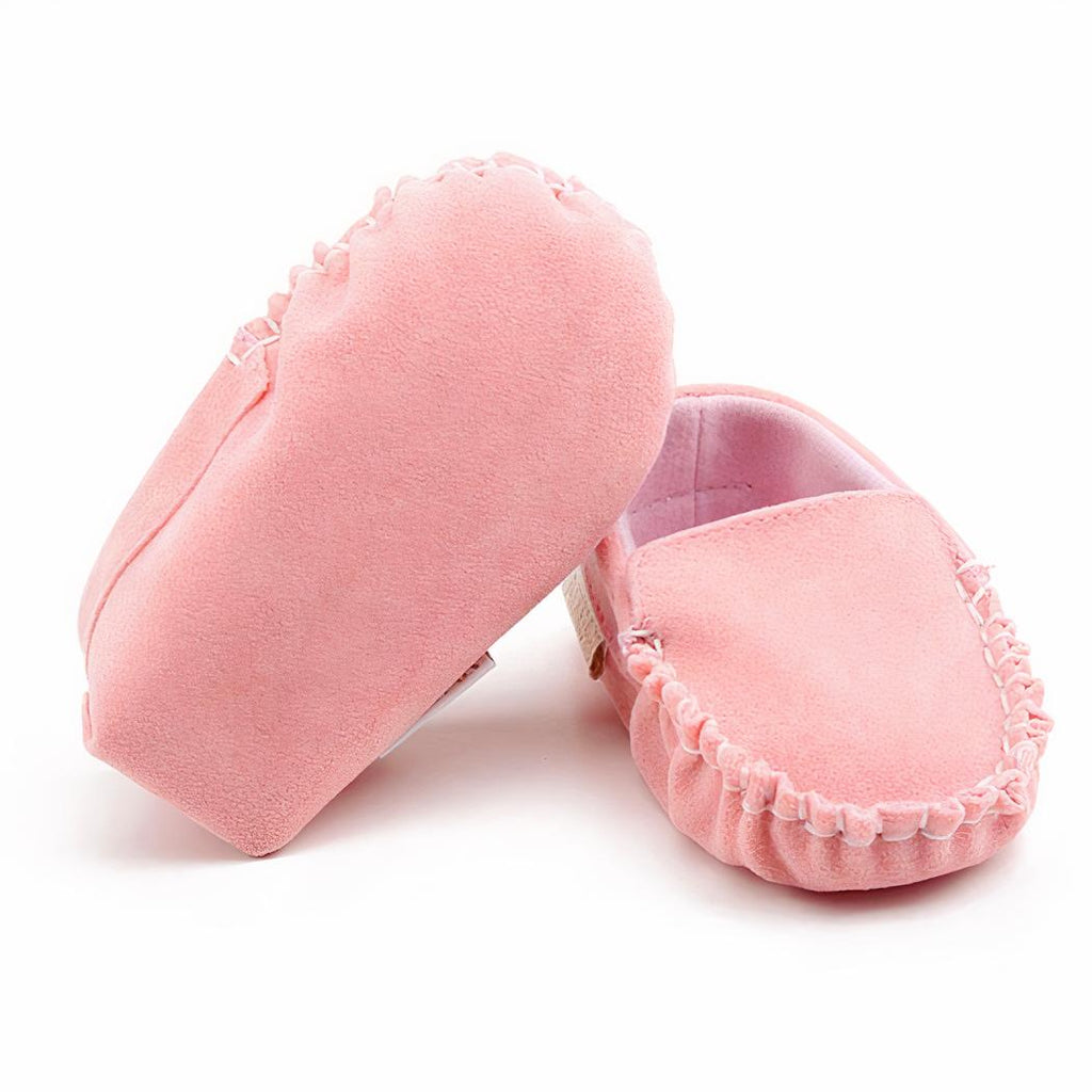 mocassin pour bebe rose en daim