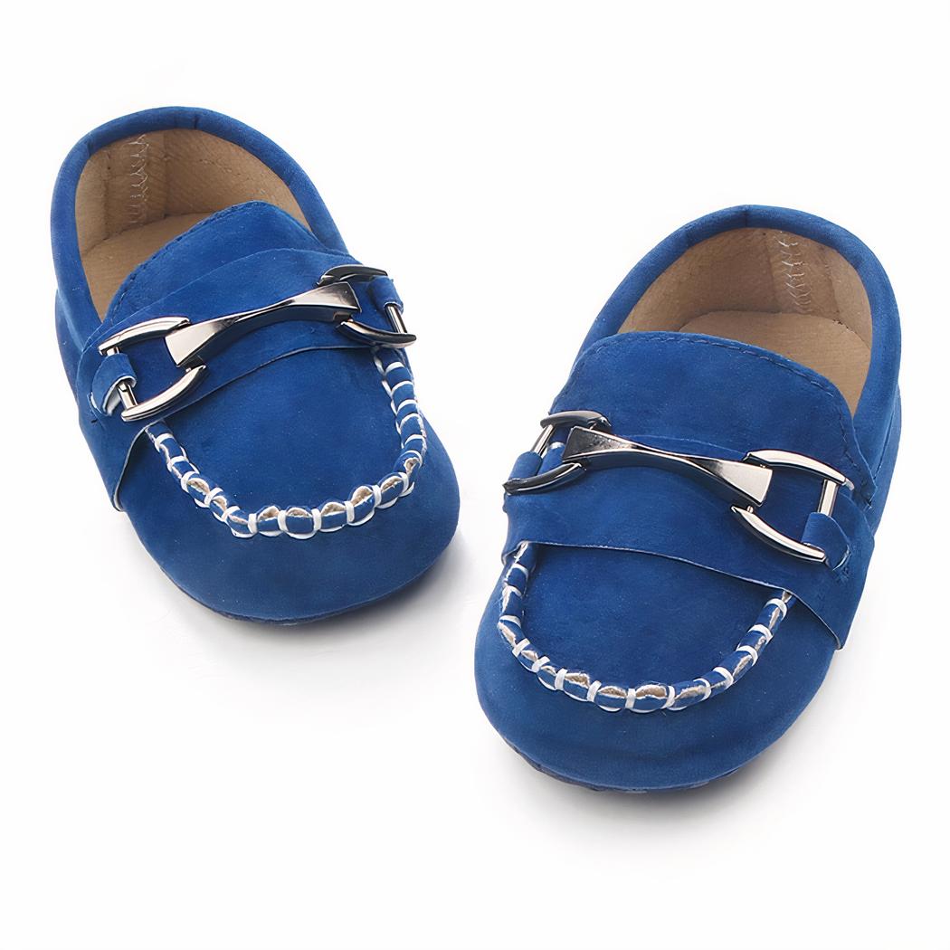 Mocassins effet daim souple avec mors argentés pour bébé garçon