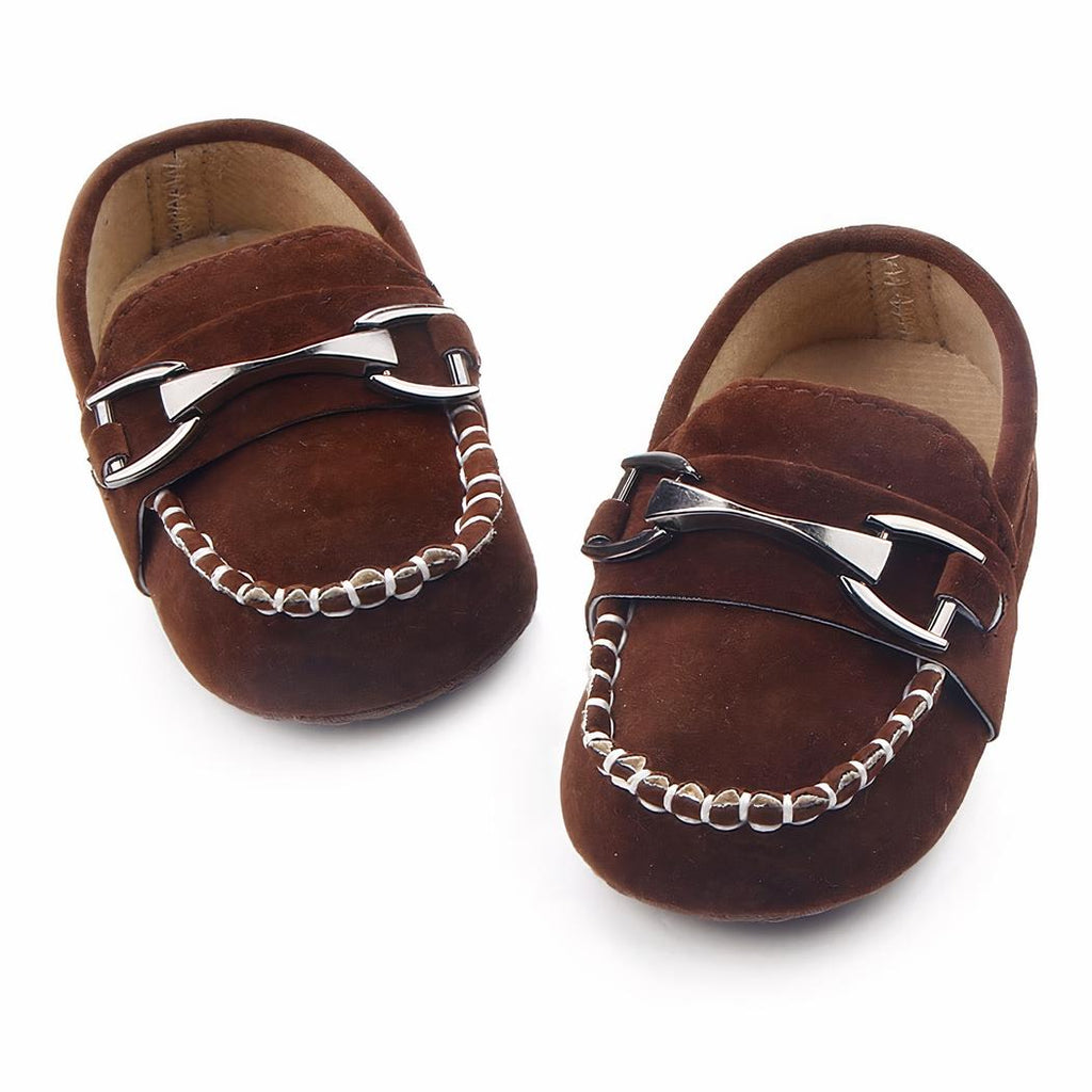 Mocassins effet daim souple avec mors argentés pour bébé garçon