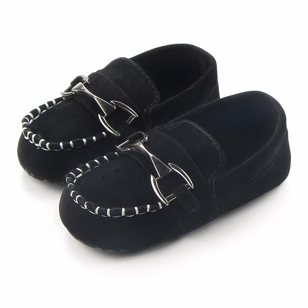 Mocassins effet daim souple avec mors argentés pour bébé garçon