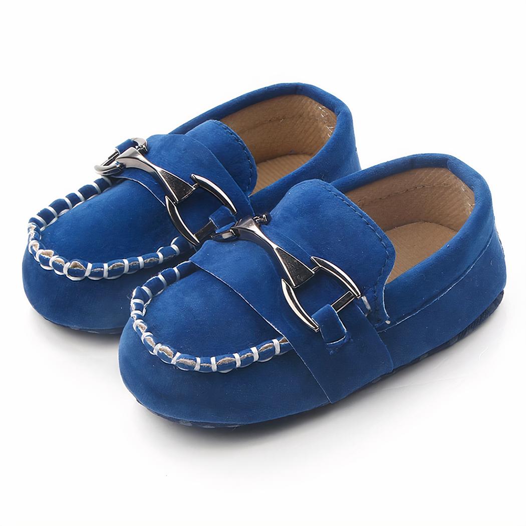 Mocassins effet daim souple avec mors argentés pour bébé garçon