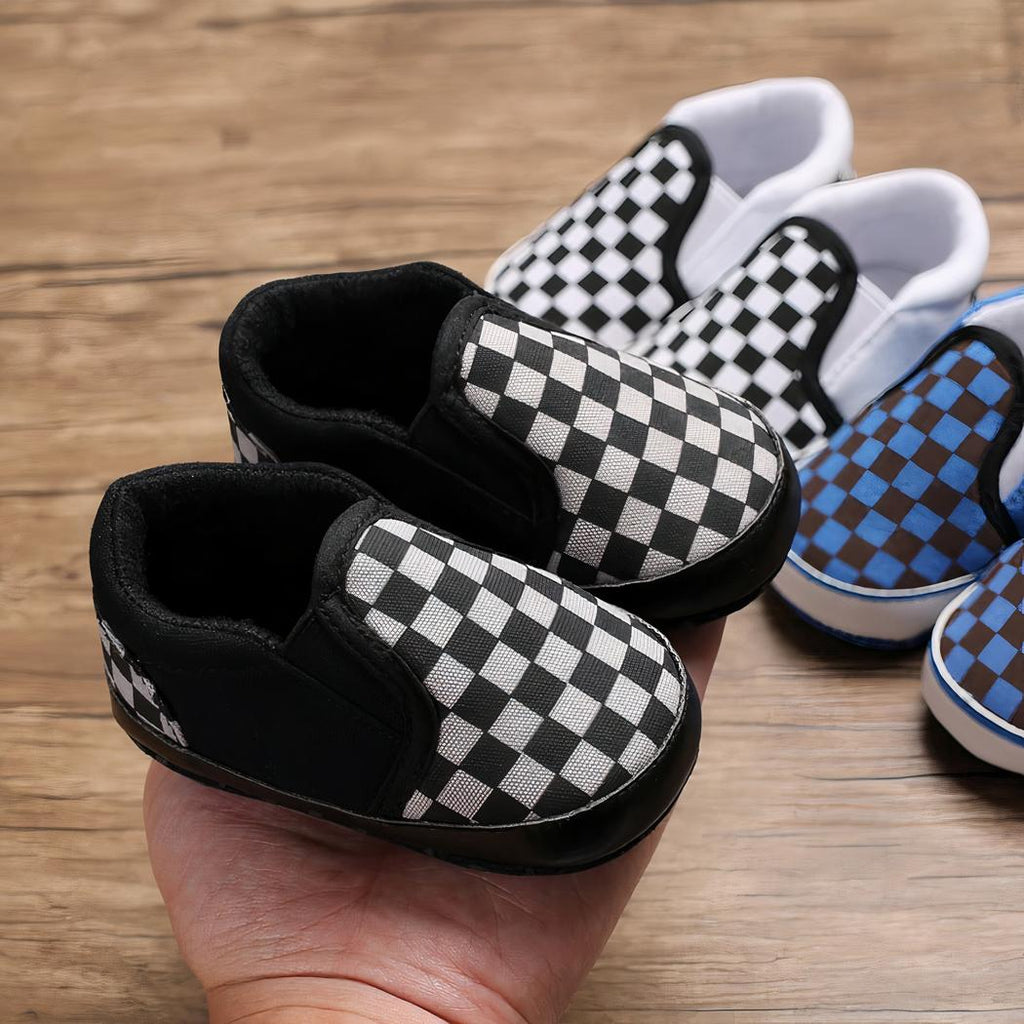 Mocassins en toile à damier carreaux pour bébé garçon