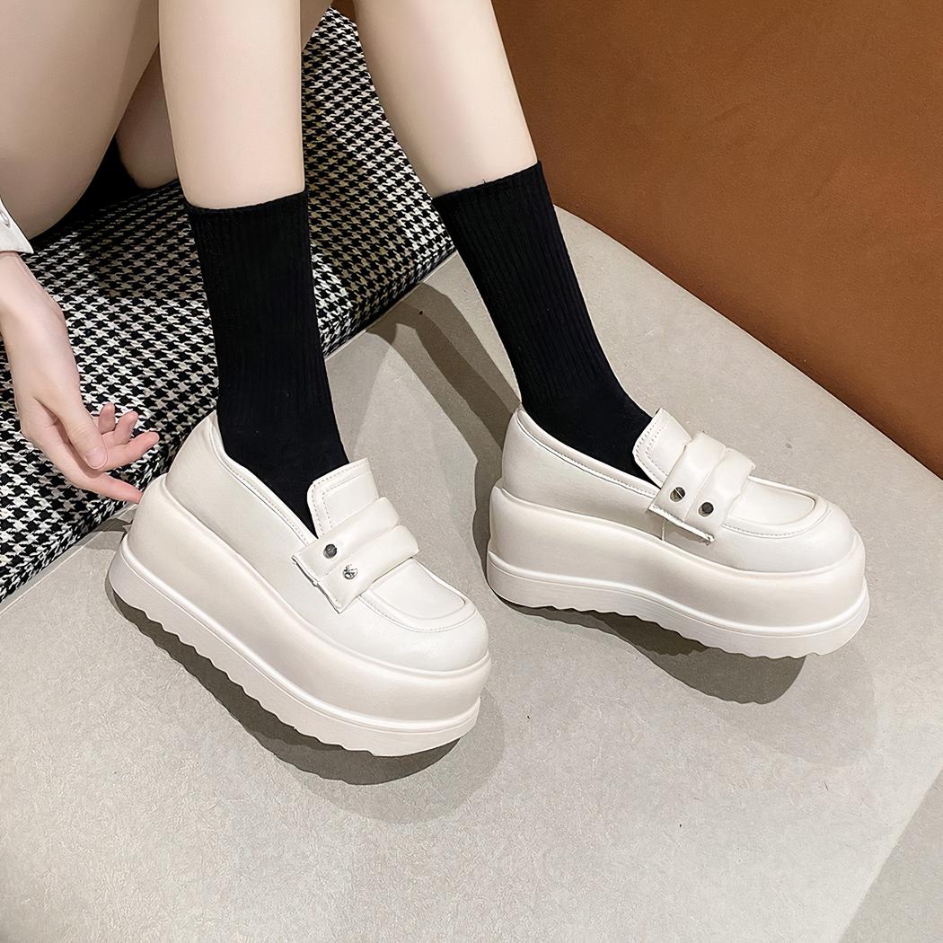 Mocassins épais à plateforme compensée pour femme